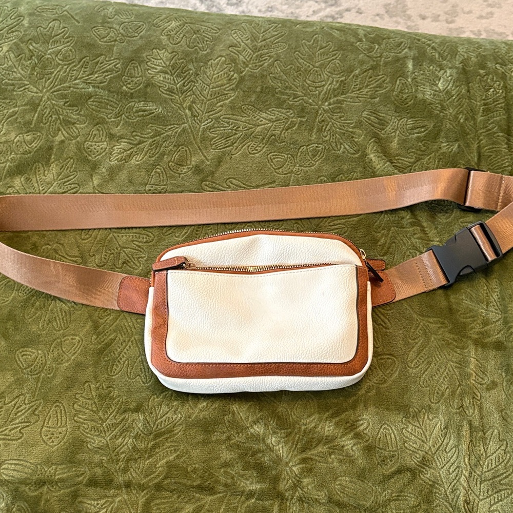 Stylish Cream and Brown Crossbody Bag